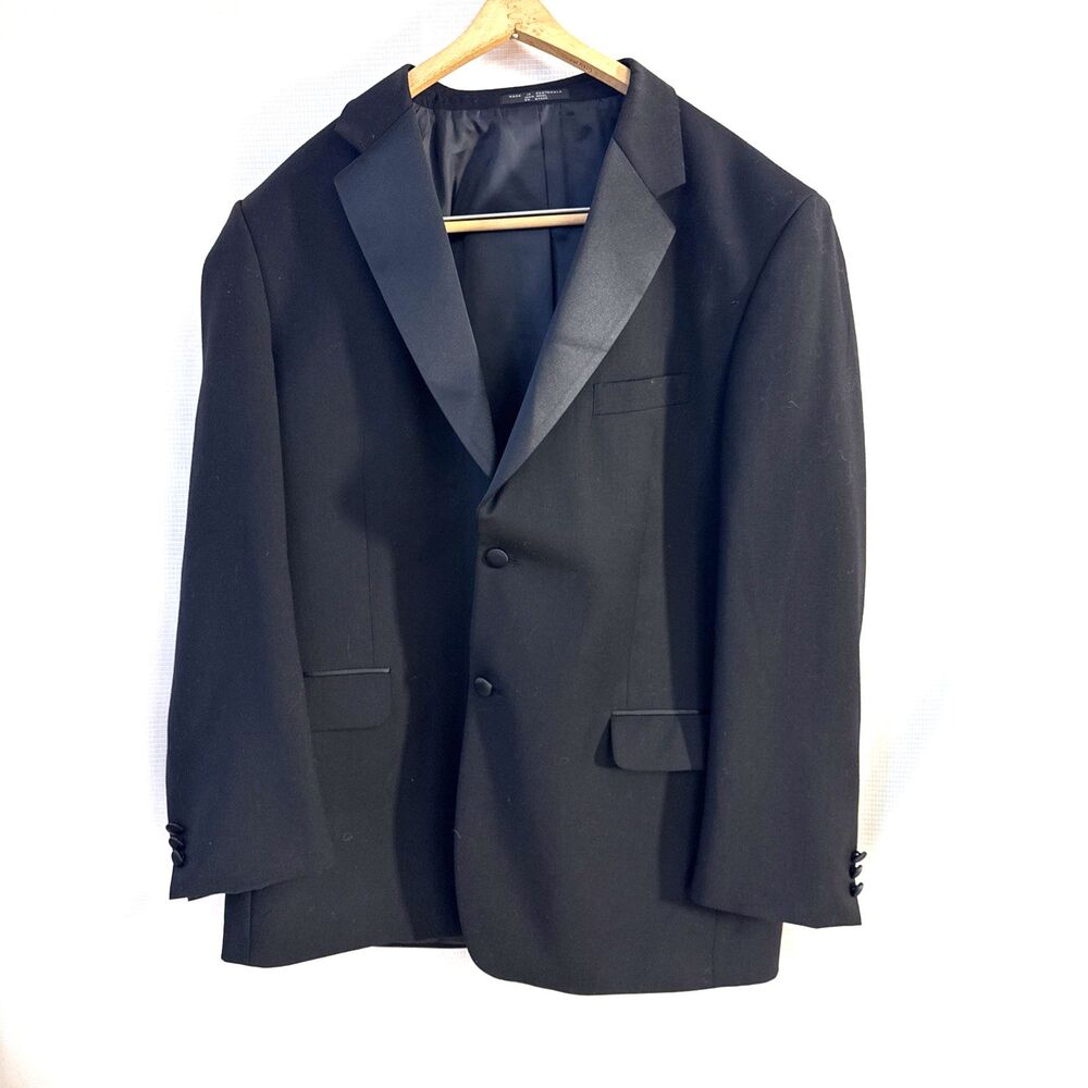 Custom Jones New York Tuxedo 44R 38x27  2 Button 100% Wool Classic Fit Black